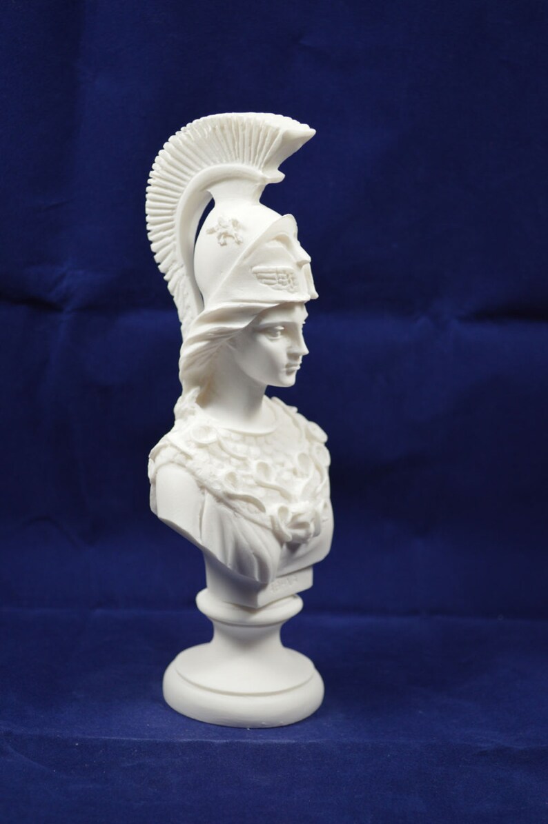 Athena Pallas, Greek Goddess Of Wisdom, Alabaster Statue With Color