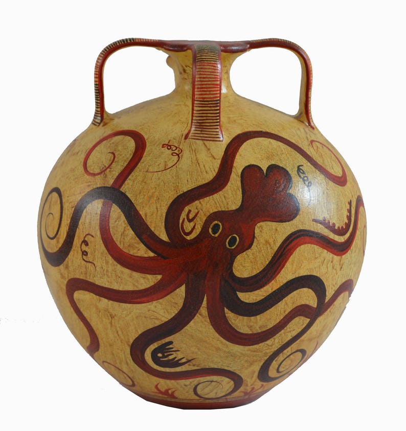 Minoan Art Pottery Amphora Vase Octopus Ancient Crete Etsy