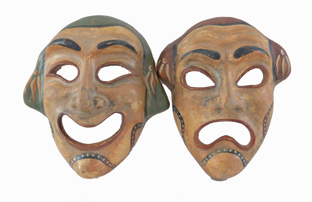 Ancient Greek Theatrical Commedy Tragedy Mask Set Quality Artifacts -   Canada