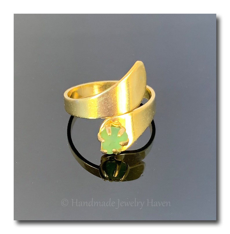 Green Seaglass Ring, Green Seaglass Jewelry, Sea Glass Ring, Green Sea Glass Ring, Seaglass Ring, Gold Seaglass Ring, Boho Ring, Sea Glass image 1