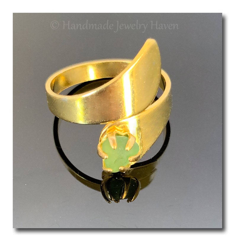 Green Seaglass Ring, Green Seaglass Jewelry, Sea Glass Ring, Green Sea Glass Ring, Seaglass Ring, Gold Seaglass Ring, Boho Ring, Sea Glass image 6