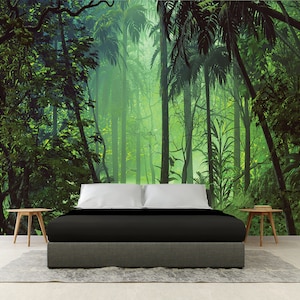 Forest Road Wall Art, NATURE LANDSCAPE PRINT, Forest Wall Art, Peel And Stick, Enchanted Forest Decor, Green Forest Wallpaper, Personnalisé