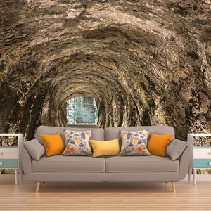 Tunnel Wallpaper Removable Self Adhesive Wallpaper Wall Mural,Vintage art,Peel and Stick Mysterious 3D Realistic style