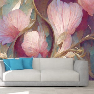 ART NOUVEAU DECOR, Art Nouveau Print, Peel And Stick, Art Nouveau Poster, Art Nouveau Wallpaper, Art Nouveau Wall Art, Floral Wallpaper