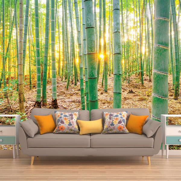 Bamboo Wall Art, Forest Wall Mural, Bamboo Wallpaper, Wall Decal Bamboo, Wall Mural Woods, Nature Wall Mural, Self Adhesive Vinyl, Wall Art
