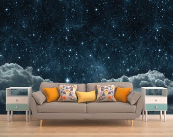 Space Wall Mural, Outer Space Wall Mural, Galaxy Wallpaper, Stars, Deep Space, Universe, Planet, Planets, Solar System, Space,Peel and Stick