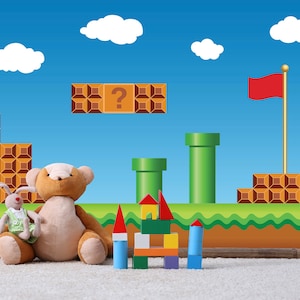 子供部屋の装飾、スーパーマリオギフト、子供部屋の壁紙、子供部屋のアート、剥がして貼るだけ、スーパーマリオの壁用デカール、スーパーマリオの壁用アート