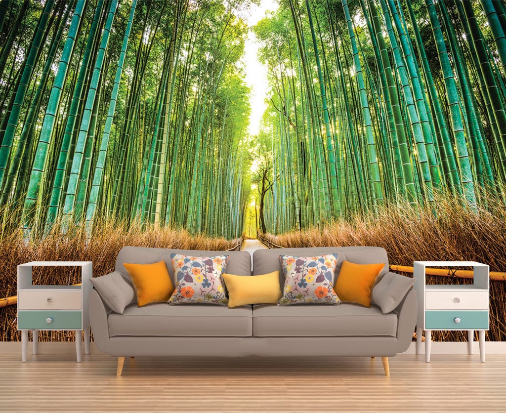 Bamboo Trees Forest Plant Green 3D Wall Mural Bedroom Removable Wallpaper Murals
