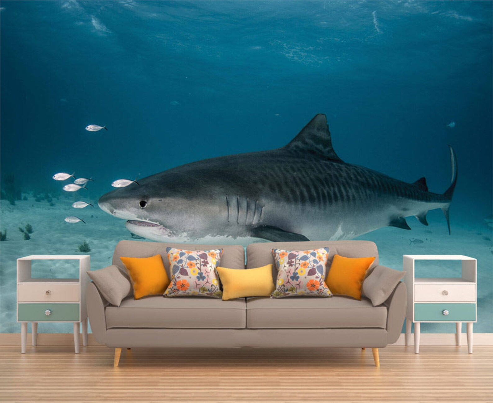 Underwater Wall Art Wallpaper Shark Photo Wall Mural Etsy Ireland