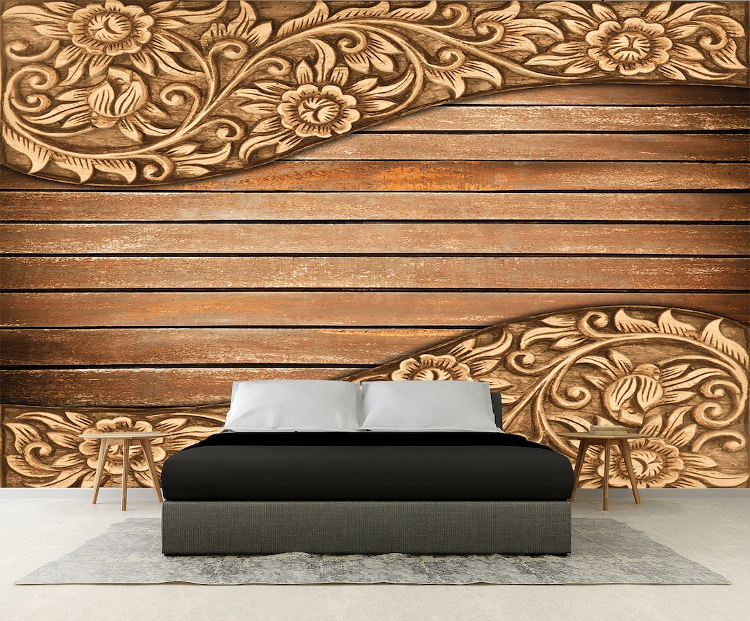 WOOD CARVING ART, Wood Carving Wall Art, Peel and Stick, Wood Carving