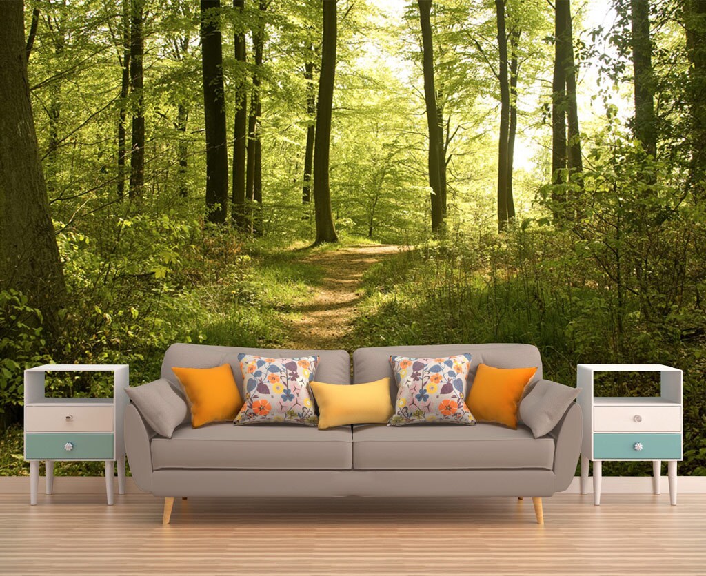 Forest Wallpaper Tree Wallpaper Tree Wall Mural Forest Wall Etsy Canada