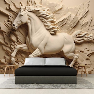 Vintage Horse Print, PEEL AND STICK, Horse Gifts, 3D Wall Decor, 3D Wall Art, 3D Wallpaper, 3D Horse Ornament, 3D Horse, Top Of Bed Decor