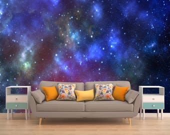 Space Wall Covering, Stars Wall Decal, Space Wallpaper, Peel And Stick, Vinyl Wallpaper, Vinyl Wall Decal, Vinyl Wall Mural