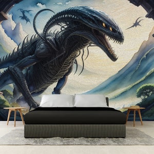 XENOMORPH WALL ART, Xenomorph Decoration, Alien Vinyl Sticker, Peel And Stick, Alien Vs Predator, Alien Vs Predator Decor, Predator Decal