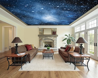 Night Sky Peel & Stick Ceiling Mural, Ceiling Decor, Photo Wallpaper, Eco Certified, Wall Decor, Wall Art, Wallpaper, Wall Hanging, Mural