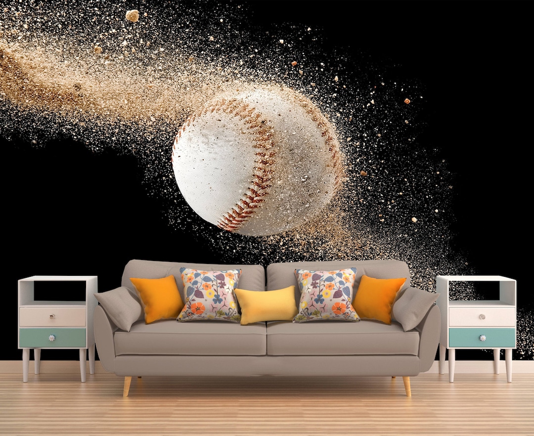 Baseball Wallpaper, Baseball Wall Mural, Baseball Wall Decal, Peel and