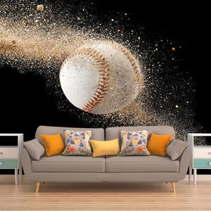 Baseball Wallpaper, Baseball Wall Mural, Baseball Wall Decal, Peel And Stick, Vinyl Wallpaper, Vinyl Wall Decal, Vinyl Wall Mural