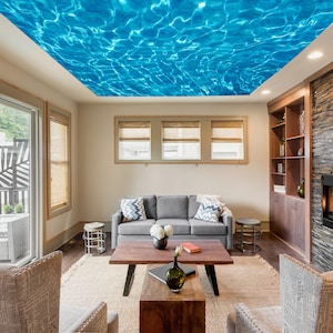 Underwater Wallpaper, PEEL AND STICK Wall Mural, Underwater Looking Up Ceiling Covering, Swimming Pool Wall Art, Water Wall Decoration