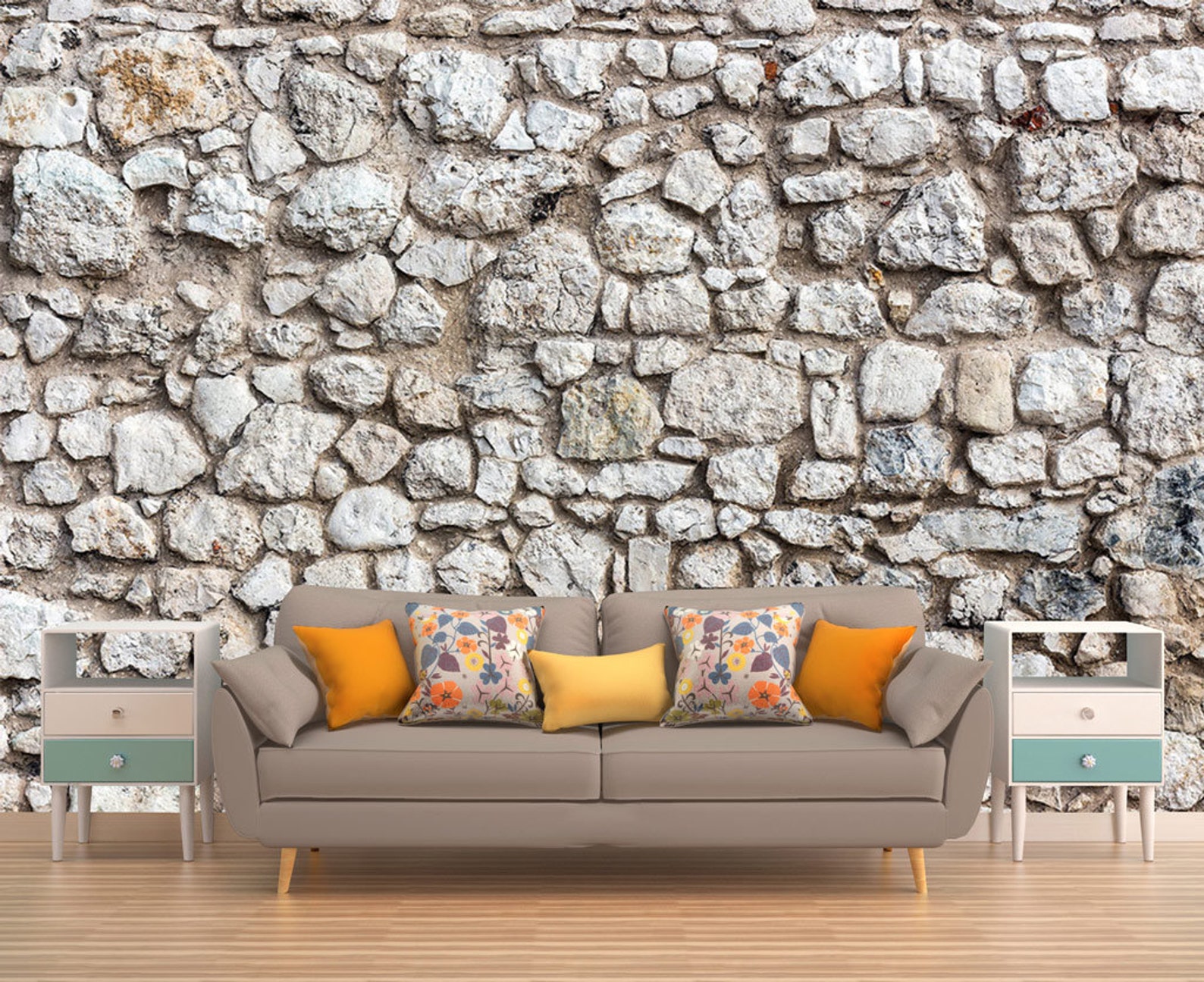 Stone Wall Mural Stone Wallpaper Stone Mural Stone Wall | Etsy