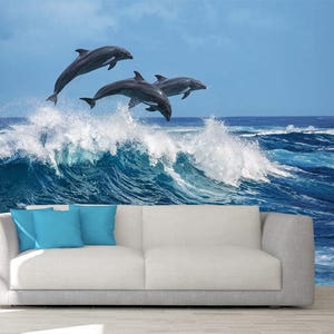 DOLPHIN ART PRINTS, Dolphin Wall Art, Peel And Stick, Kids Room Decor, Dolphins Decor, Dolphins Room Decor, Dolphins Wall Decals, Nursery