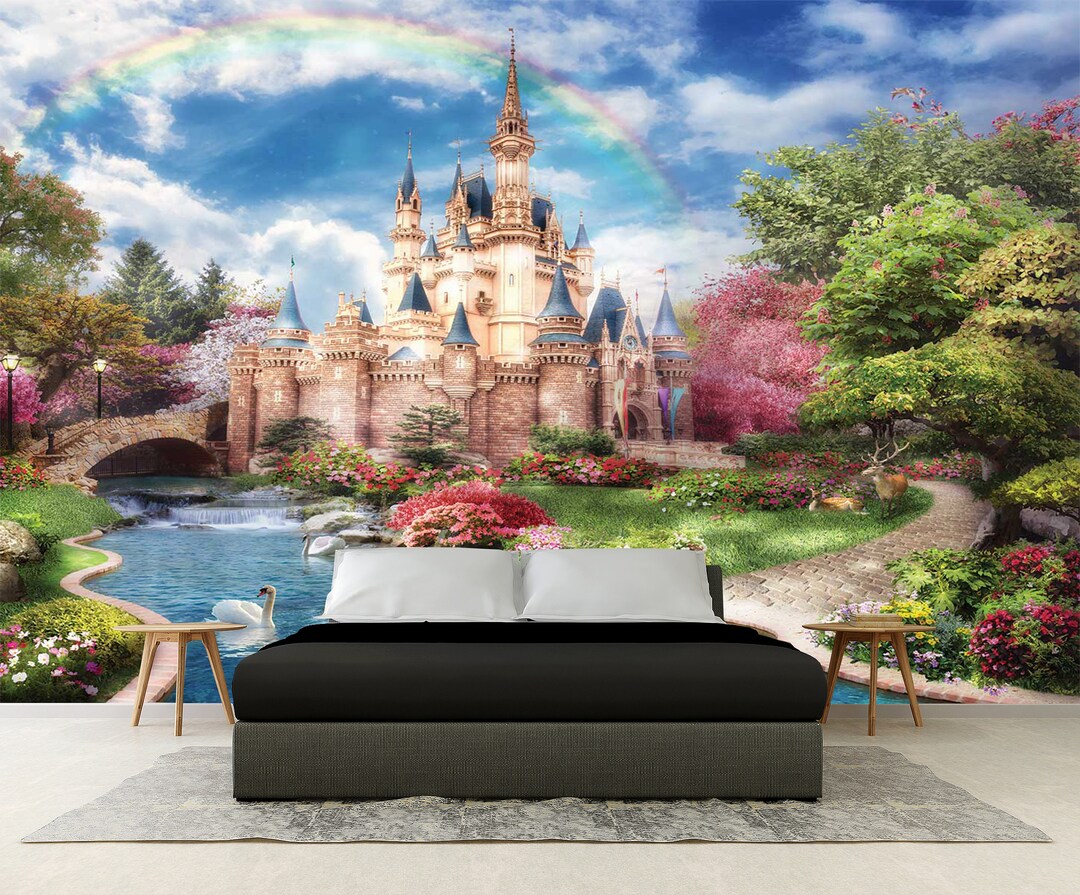 Fairy Tale Castle Wallpaper Mural, Kids Room Decor, Peel and Stick ...