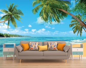 Life&#39;s A Beach Peel & Stick Wall Mural, Photo Wallpaper, Eco Certified, Wall Decor, Wall Art, Wallpaper, Wall Hanging, Mural
