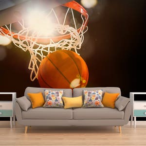 Basketball Wall Mural, Basketball Wallpaper, Basketball Wall Decal, Peel And Stick, Vinyl Wallpaper, Vinyl Wall Decal, Vinyl Wall Mural