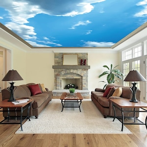 Wall Mural Of Sky, Clouds Wall Decal, Wallpaper Sky, Self Adhesive Vinyl, Wall Decor Clouds, Cloudy Sky Wall Decal, Removable Wallpaper