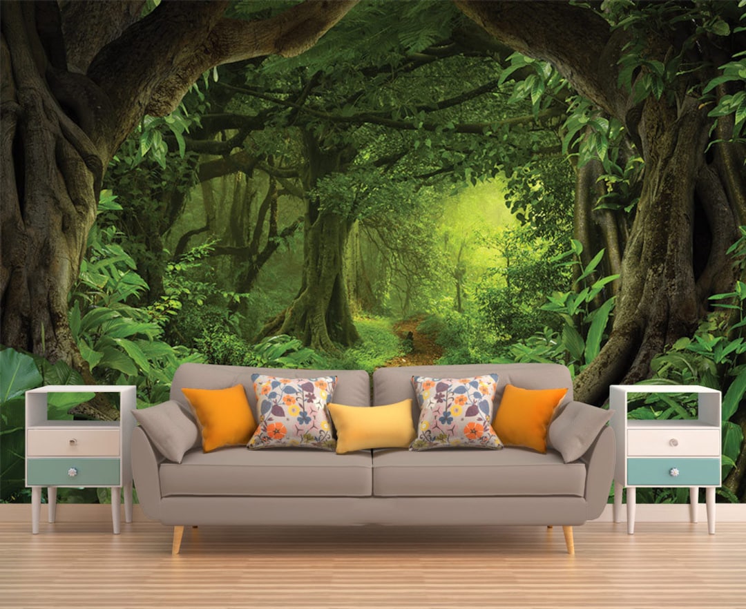 Forest Vinyl Wallpaper Wallpaper Removable Wallpaper Peel - Etsy Forest Vinyl Wallpaper Wallpaper Removable Wallpaper Peel - Etsy
