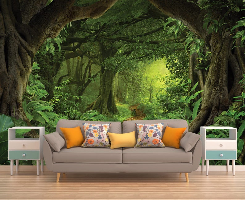 Forest Vinyl Wallpaper Wallpaper Removable Wallpaper Peel Etsy