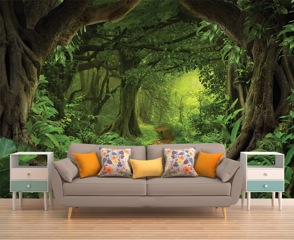 Forest Vinyl Wallpaper, Wallpaper, Removable Wallpaper, Peel and Stick,  Self Adhesive, Temporary Wallpaper, Wall Sticker, Vinyl, Forest 