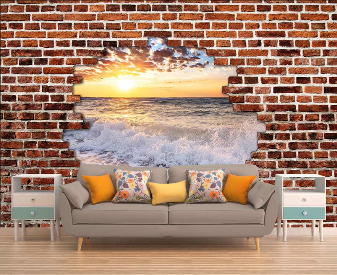 Brick Wall Mural Brick Wallpaper Brick Mural Brick Wall - Etsy