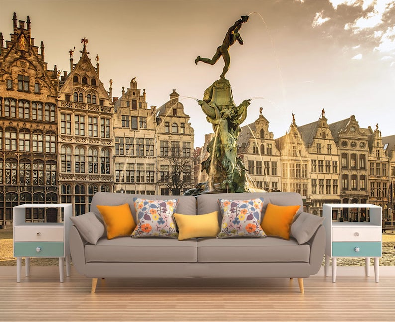 Photo Wall Covering Landmark Wall Decal Romantic Wallpaper Self Adhesive Wallpaper Removable Wall Covering Wall Mural Fountain