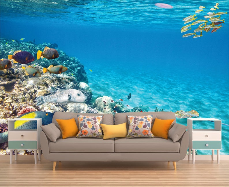 Underwater Wall Art Romantic Wallpaper Exotic Wall Mural Etsy