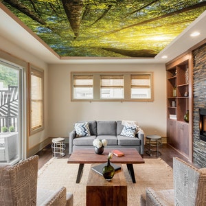 TREE LIGHTS WALLPAPER, Ceiling Covering, Trees Ceiling Mural, Sun Ceiling Décor, Forest Ceiling Art, Nature Ceiling Hanging, Peel And Stick