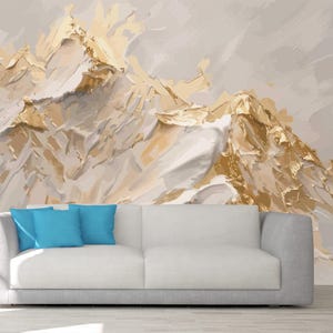 Gold Wall Decor, PEEL AND STICK, Gold Decor, Gold Living Room Decor, Gold Wall Art, 3D Gold Sticker, Gold Texture, Beige Wall Decor