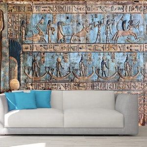 SELF-ADHESIVE PHARAOH Wall Covering, Peel And Stick Wall Art, Egypt Wallpaper, Rustic Wall Mural, Vintage Home Décor, Vintage Wall Decal