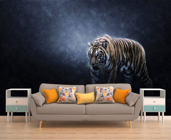 Buy Tiger Wallpaper Wall Mural Jungle Wall Decal Tiger Wall Online in India  - Etsy