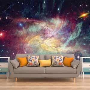 Space Wall Mural, Outer Space Wall Mural, Galaxy Wallpaper, Stars, Deep Space, Universe, Planet, Planets, Solar System, Space,Peel and Stick