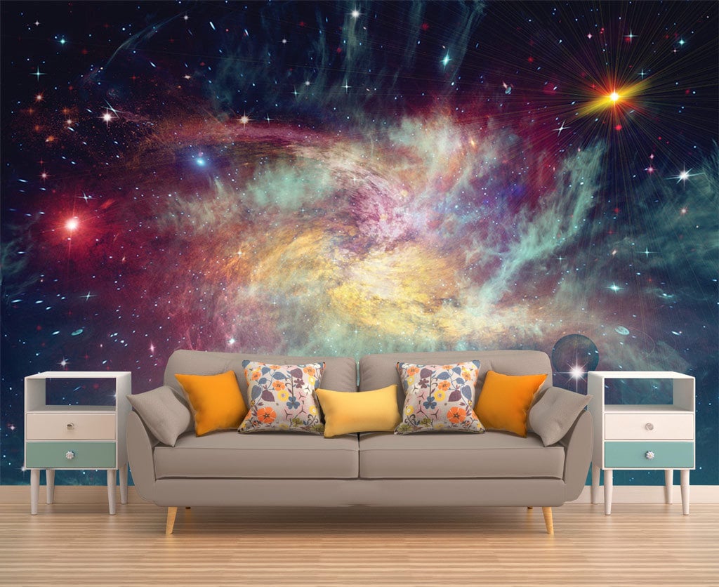 Deep Stick Israel Planets, Space, - Mural, Wallpaper, Etsy Mural, Stars, Wall Space Galaxy Solar Planet, Space,peel Universe, Outer Wall Space System, and