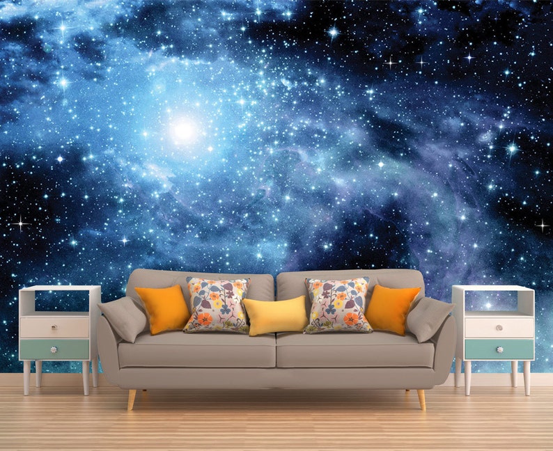 Galaxy Mural Space Wallpaper Outer Space Wall Mural Stars Etsy