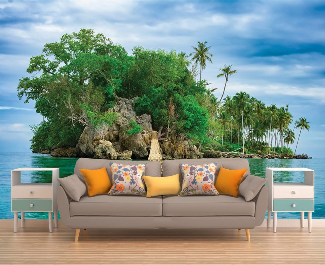 Island Wallpaper Nature Wall Mural Romantic Wall Decal Etsy