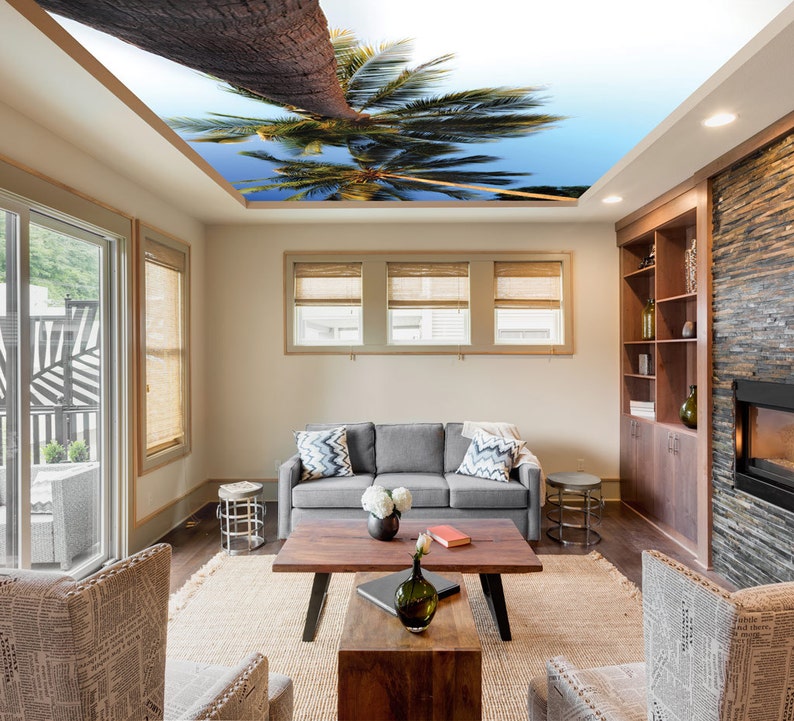 Palm Sky L And Stick Ceiling Mural Decor Photo Image 0