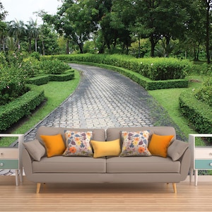 ENGLISH GARDEN WALLPAPER, Self-adhesive Art, Garden Wall Décor, Greenery Wall Covering, 3D Wall Hanging, Garden Wall Tapestry,Peel And Stick