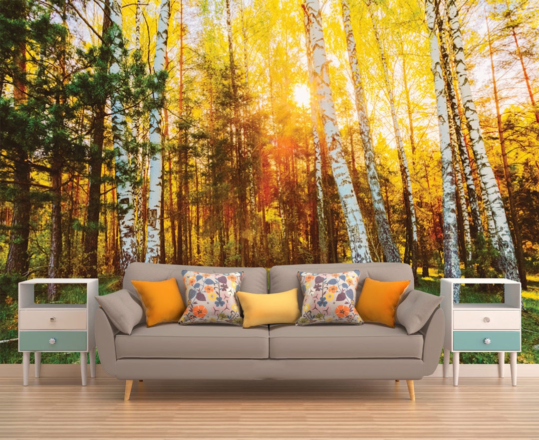 Tree Wallpaper Forest Wallpaper Tree Wall Mural Nature Wall - Etsy