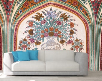 INDIAN WALL DECOR, India Temple Wall Covering, Indian Style Wall, Indian Pattern Wall, Indian Wall Art, Peel And Stick, Indian Wall Decal