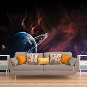 DEEP SPACE WALLPAPER, Peel and Stick Galaxy Wall Mural, Outer Space