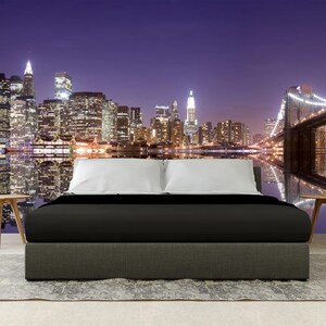 NEW YORK TAPETE, extra große Wandkunst, City Nacht Wandbedeckung, New York Wandbild, Manhattan Wand dekor, personalisiert