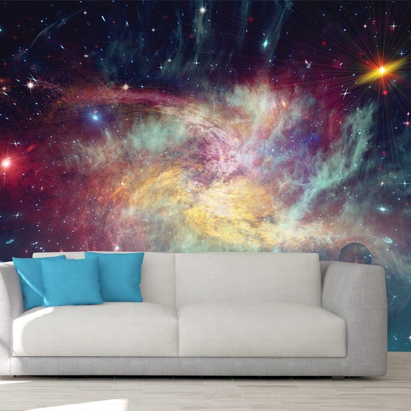 Colorful Wall Art, PEEL AND STICK, Colorful Prints, Outer Space Birthday, Ceiling Decorations, Kids Room Decor, Nursery Decor, Space Art