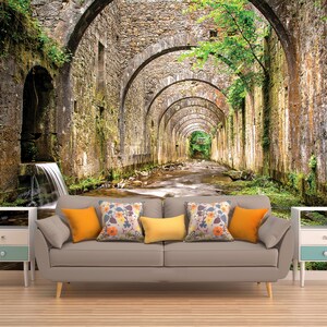 Vintage Wall Mural, Arcs Wallpaper, Tunnel Wall Decal, Peel And Stick, Vinyl Wallpaper, Vinyl Wall Decal, Vinyl Wall Mural